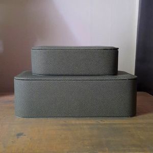 NWOT Studio McGee Rounded Faux Shagreen Box w/Lid (set of 2) Small and Large